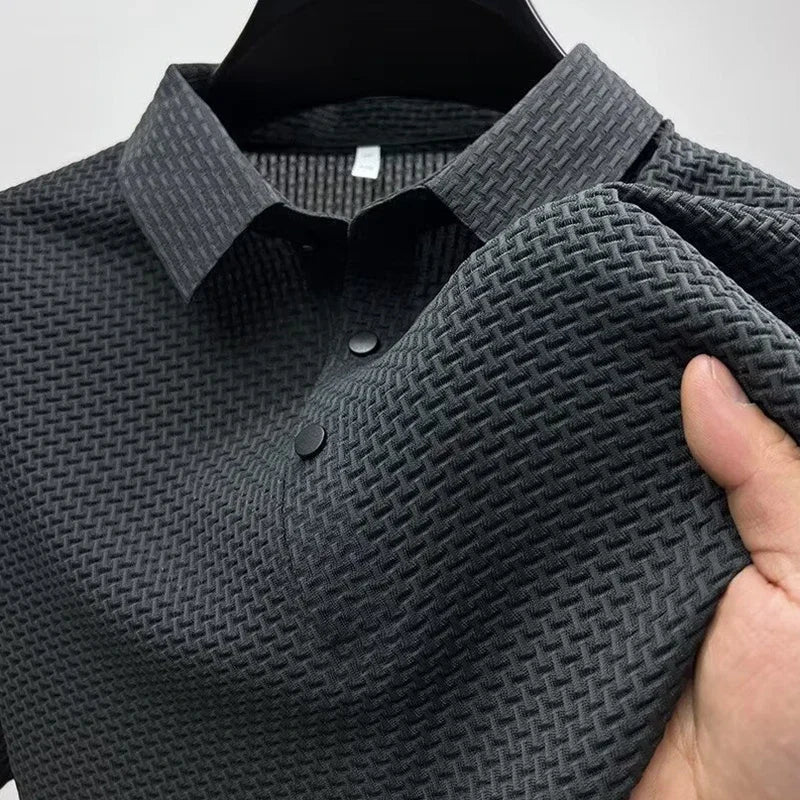 Featherlight waffle knit polo shirt, view 12