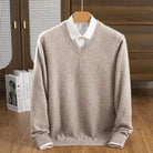 Midweight wool blend V-neck sweater, view 12