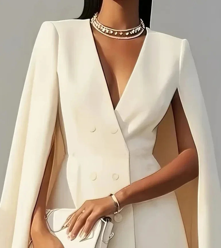 Double breasted cape sleeve blazer mini dress, view 3
