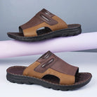 Cushioned wide vamp leather slide sandal, view 8