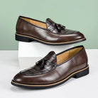 Croc embossed leather tassel loafer, view 6