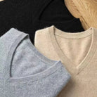 Midweight wool blend V-neck sweater, view 10