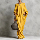 Batwing sleeve loose fit maxi dress in yellow