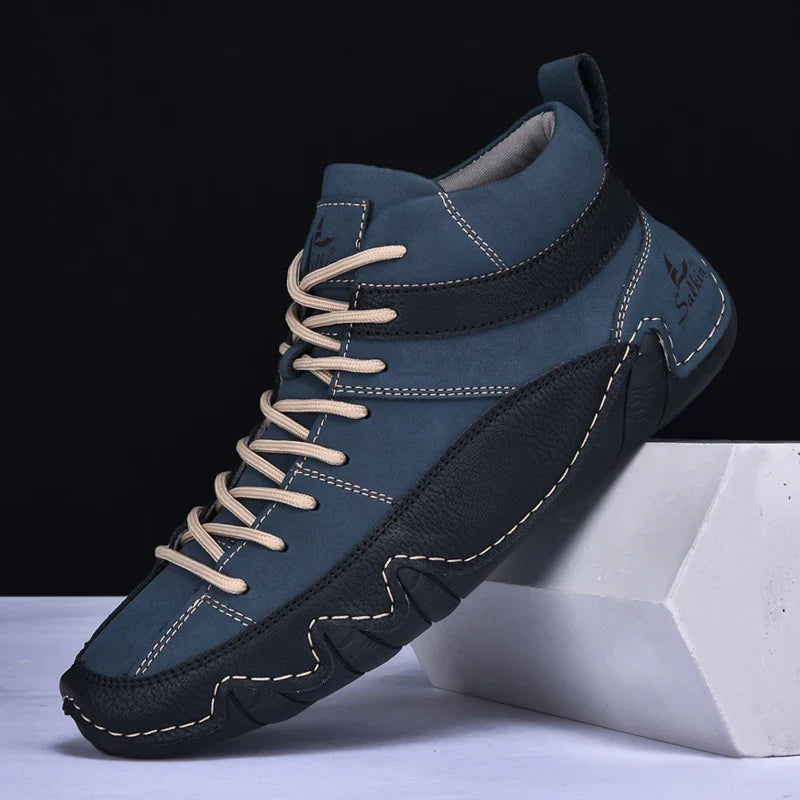 Padded suede look high top sneaker in blue
