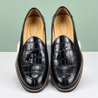 Croc embossed leather tassel loafer, view 4