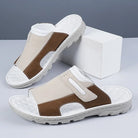 Cushioned wide vamp leather slide sandal, view 6