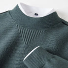 Textured ribbed trim knit sweater in sage green