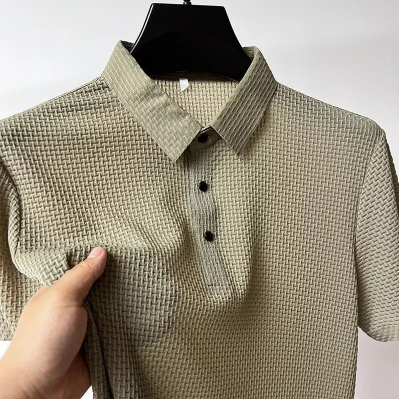 Featherlight waffle knit polo shirt, view 13