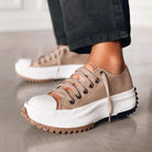 Elevated sole chunky platform sneaker in brown