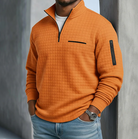 Soft waffle texture long sleeve shirt in orange