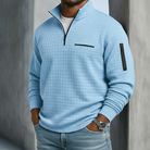 Soft waffle texture long sleeve shirt in blue