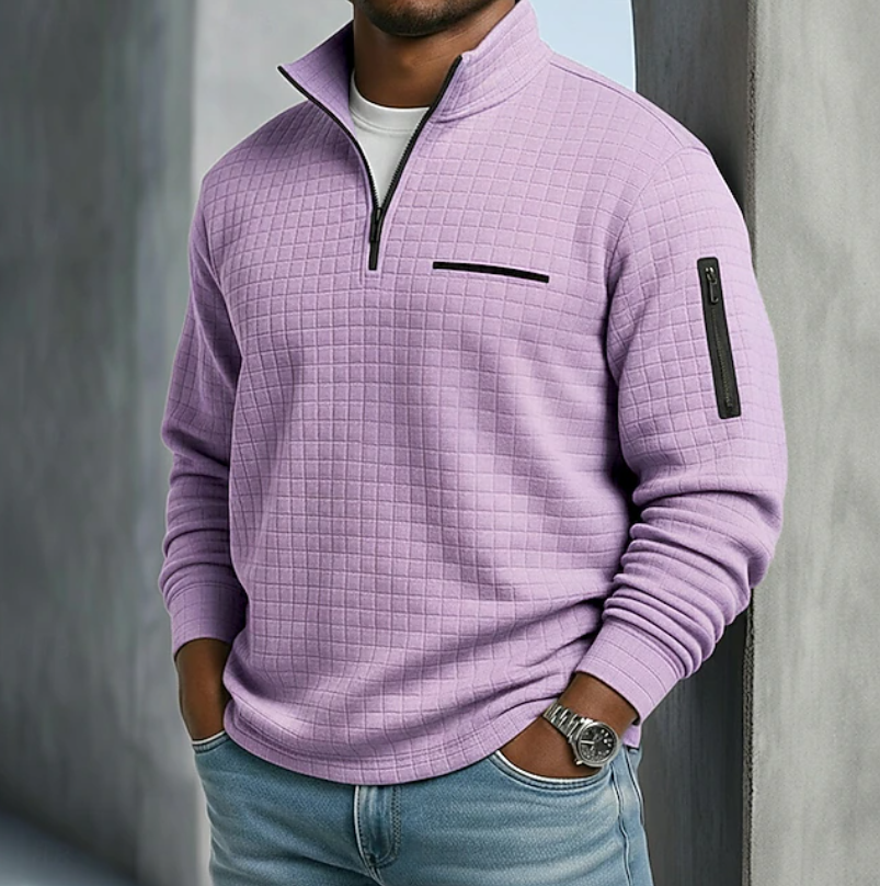 Soft waffle texture long sleeve shirt in purple