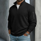 Soft waffle texture long sleeve shirt in black