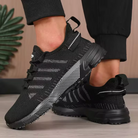 Lightweight Breathable Striped Walking Sneakers for Men in Black