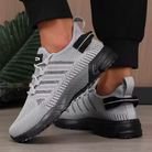 Lightweight Breathable Striped Walking Sneakers for Men in Gray