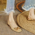 Flexible sole slingback flat in khaki
