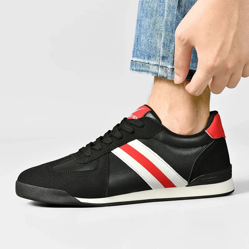 Retro contrast stripe vegan leather sneaker, view 4