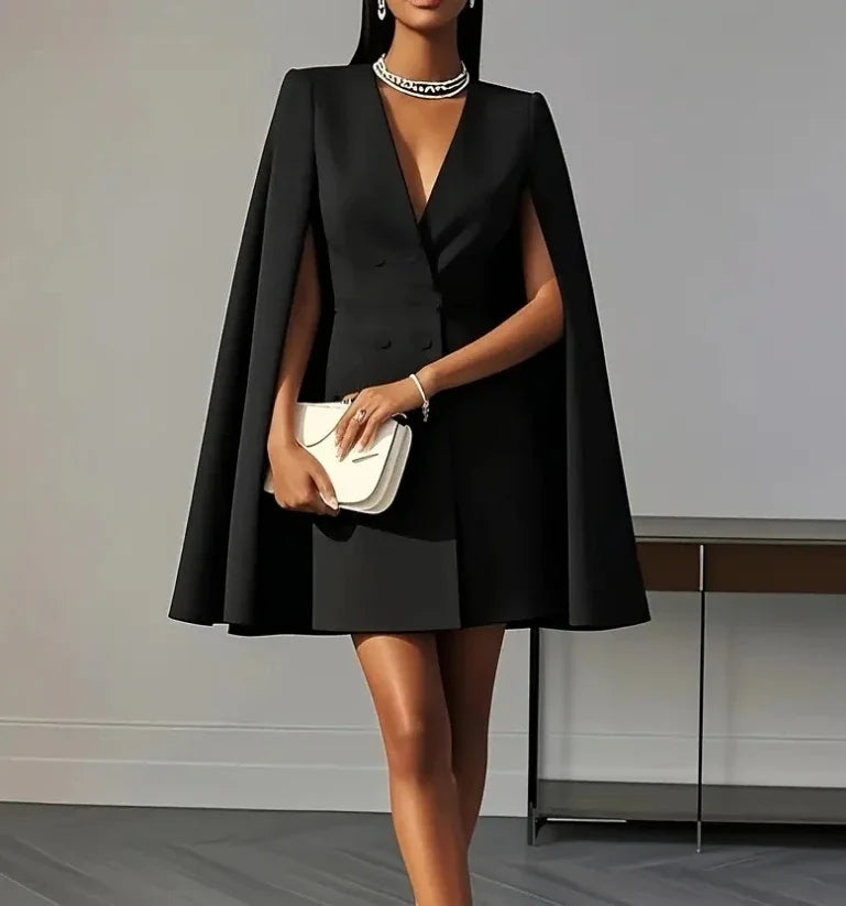 Double breasted cape sleeve blazer mini dress, view 7