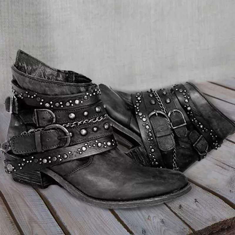 Vintage style cushioned slip on boot in black