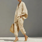Batwing sleeve top and tapered pants set, view 4