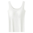 Seamless built in bra sleeveless tank top in white