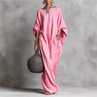 Batwing sleeve loose fit maxi dress in pink