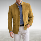 Structured button front cardigan in yellow