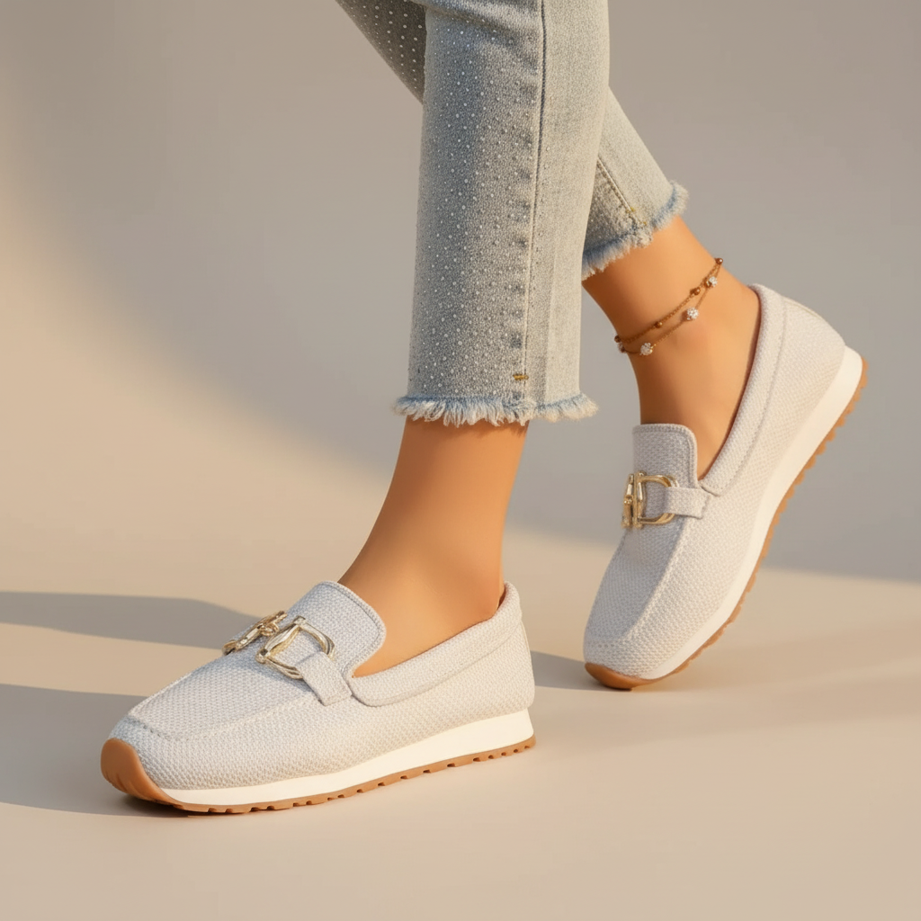 Breathable cushioned slip on loafer in white