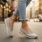 Breathable cushioned slip on loafer in beige