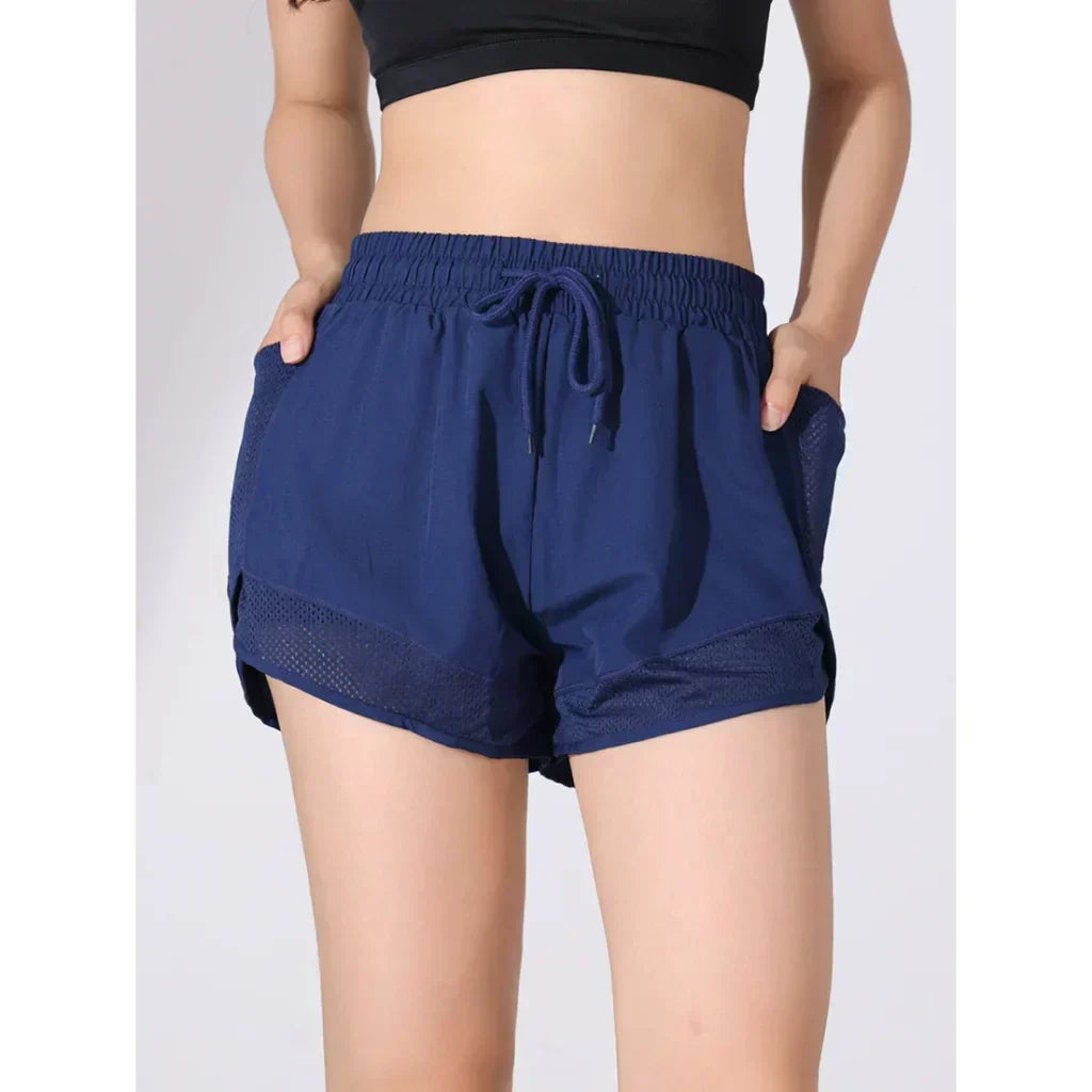 Women's Athletic Running Shorts High Waist Mesh Lined