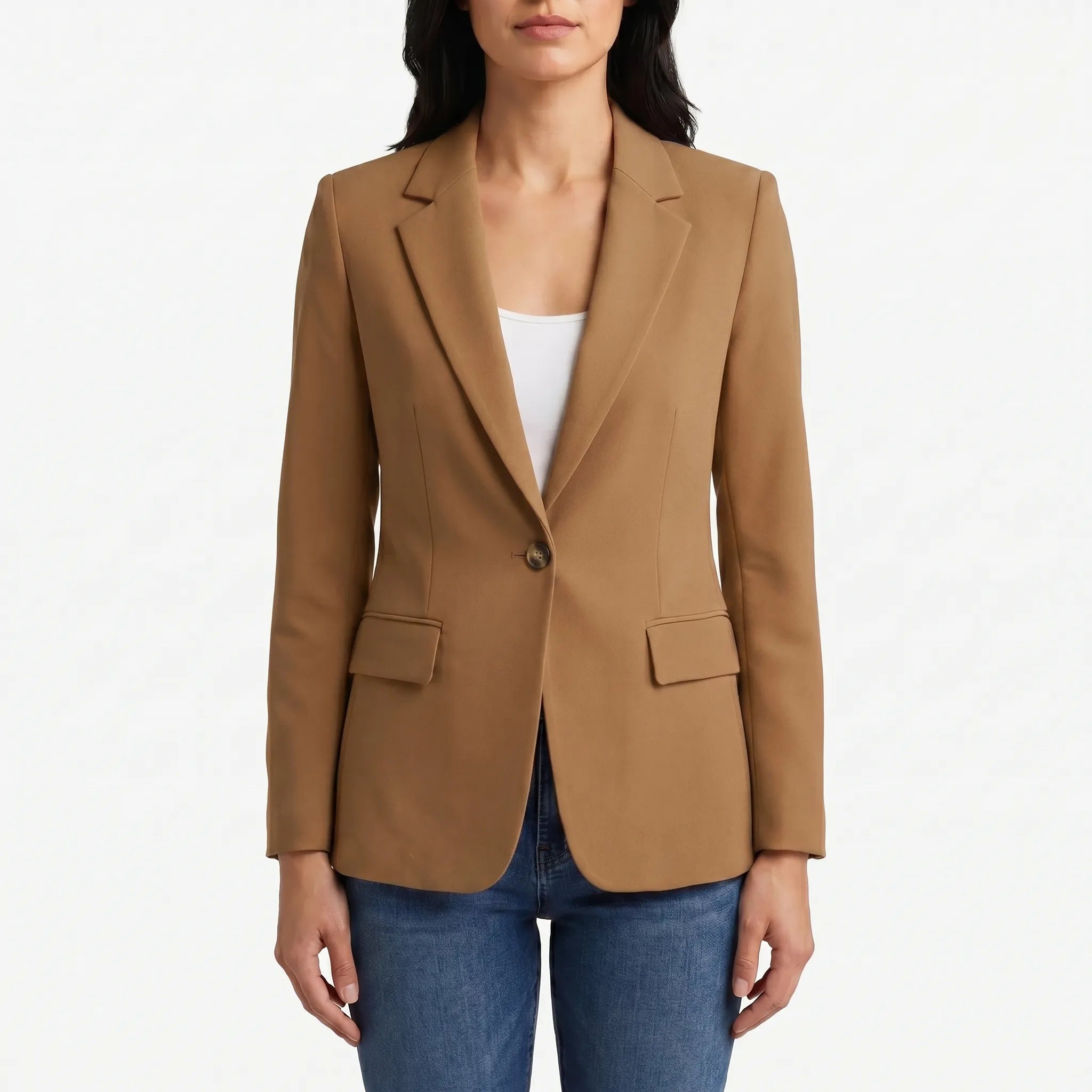 Women's Blazer Jacket Single Button Notch Lapel Fitted