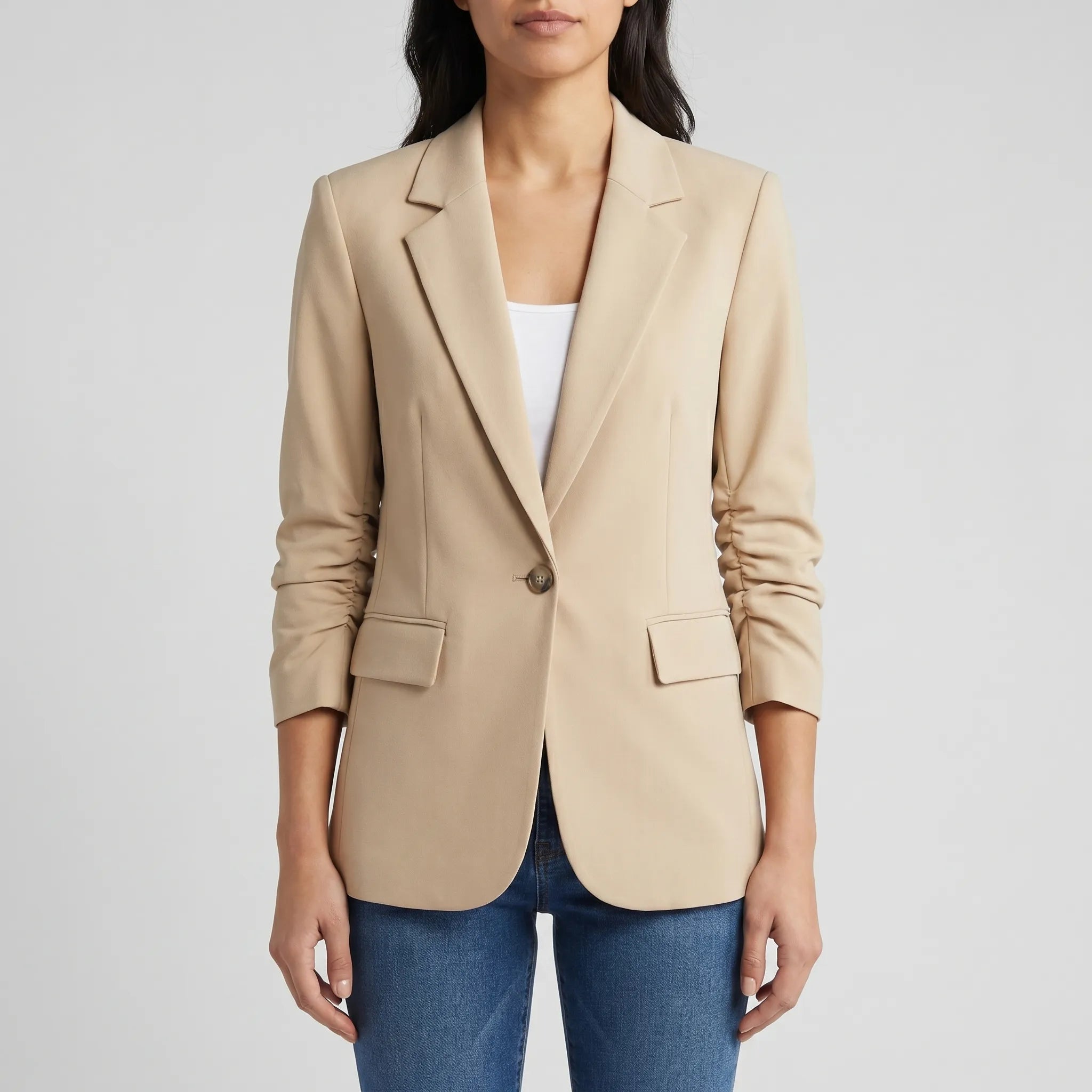 Women's Blazer Jacket Single Button Notch Lapel Fitted