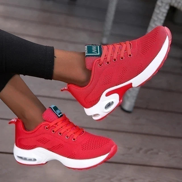 Women's Colorblock Mesh Running Sneakers Air Cushion Platform Sole