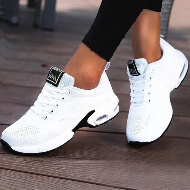Women's Colorblock Mesh Running Sneakers Air Cushion Platform Sole