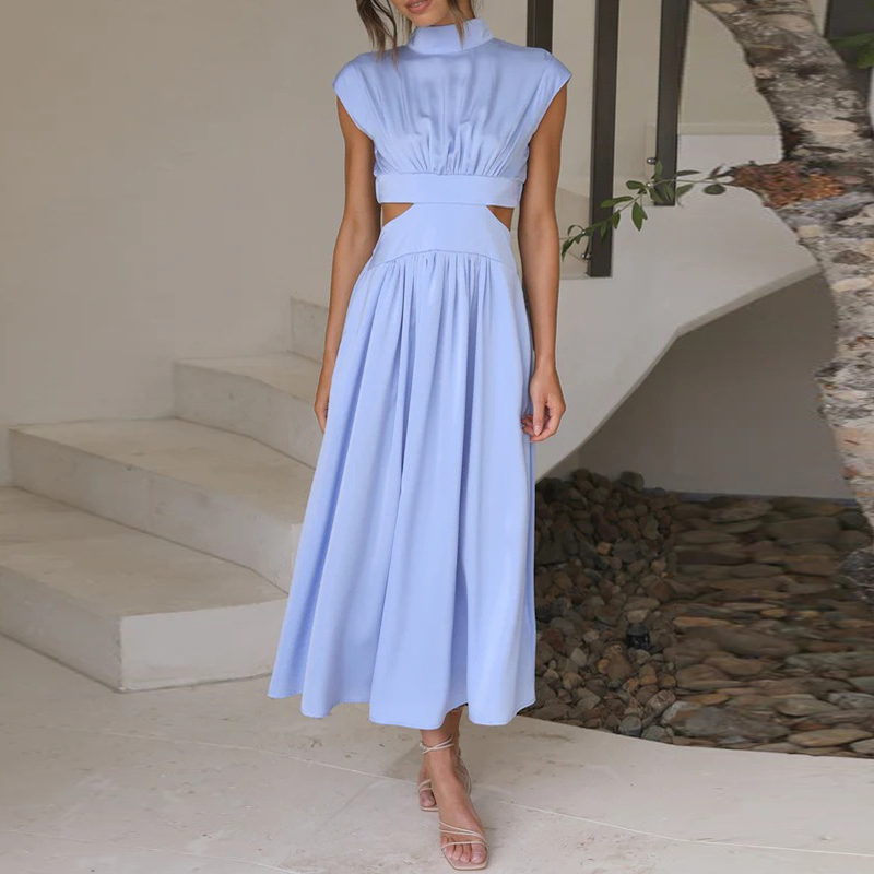 Women's Cutout Ruched Midi Dress Summer Wedding Guest