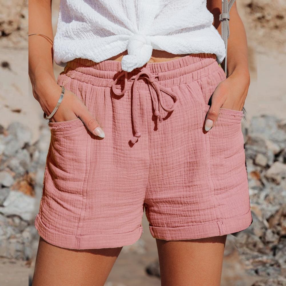 Women's Drawstring Linen Shorts with Pockets