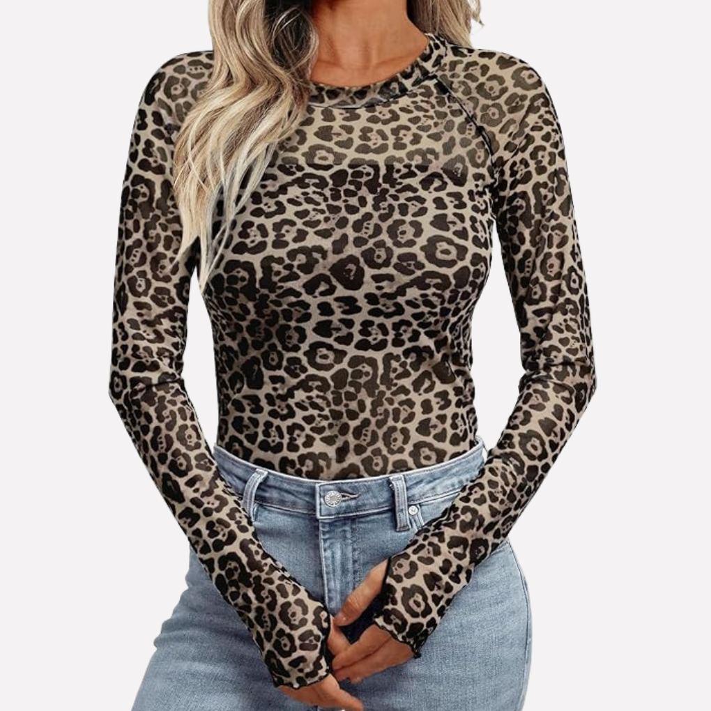 Women's Floral Mesh Long Sleeve Top Sheer Going Out
