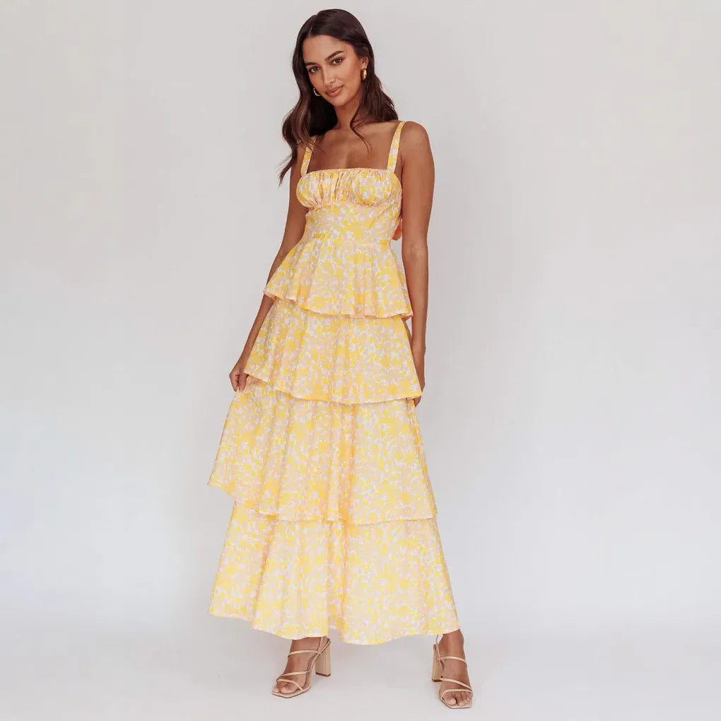 Women's Floral Tiered Maxi Dress Sundress