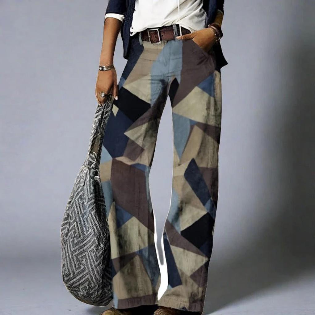 Women's Geometric Print Wide Leg Pants Flare Trousers