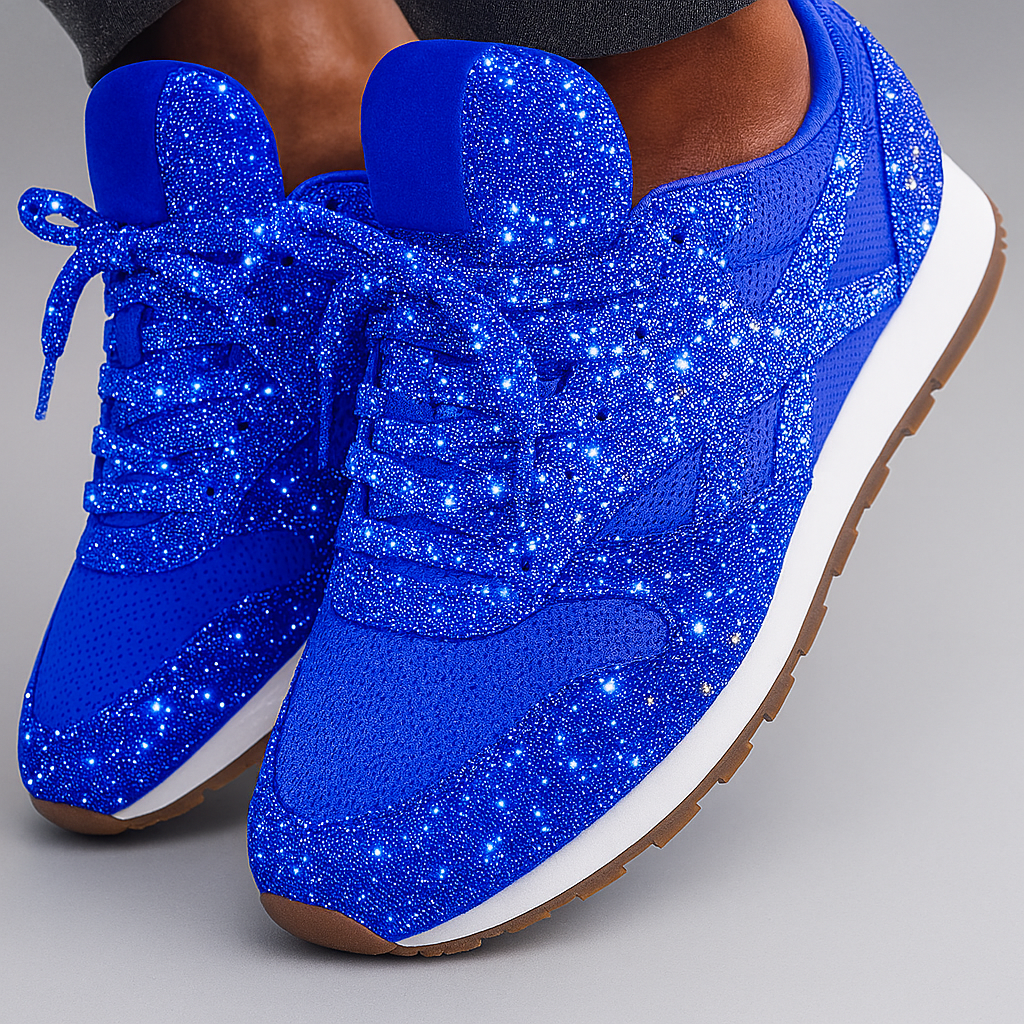 Women's Glitter Lace-Up Sneakers Retro Runner