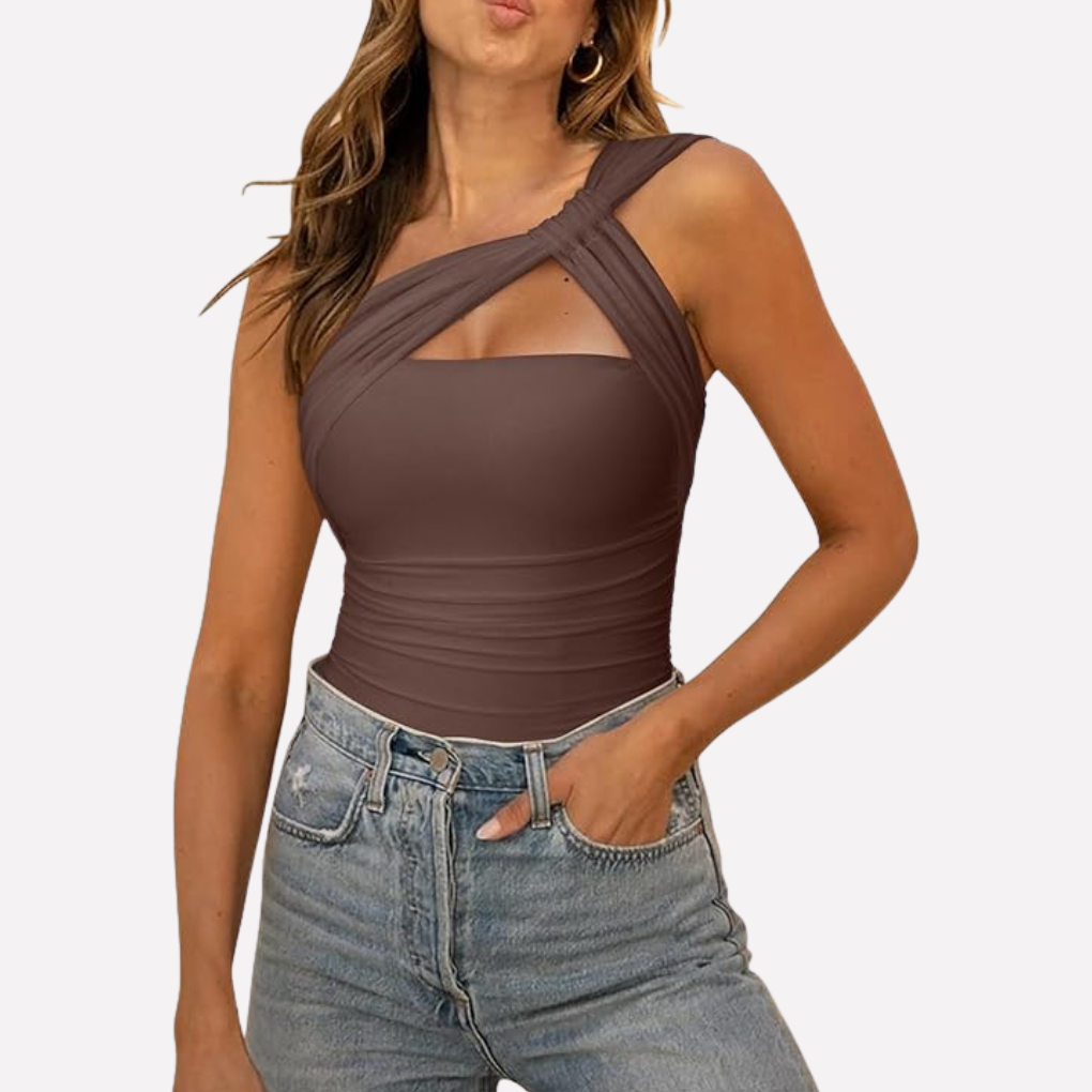 Women's Going Out Cutout Ruched Bodysuit Top