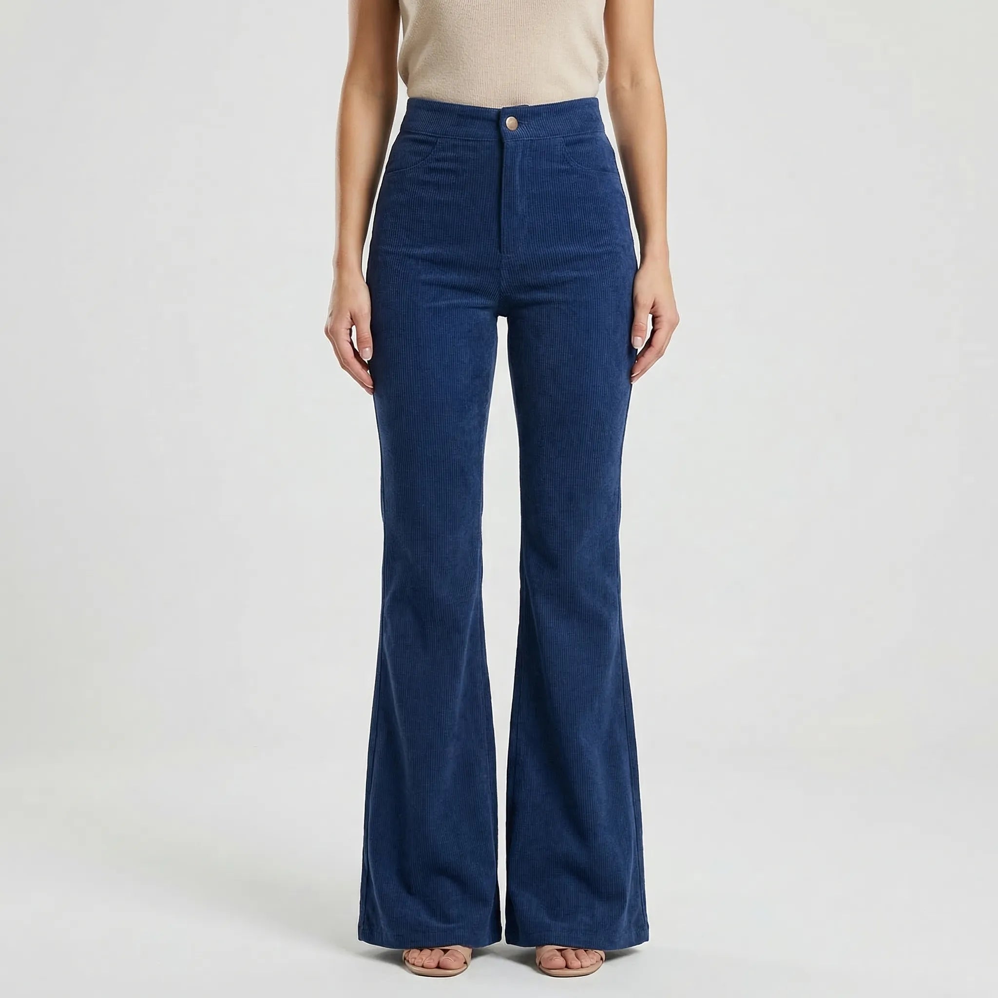 Women's High Waist Flare Corduroy Pants Wide Leg