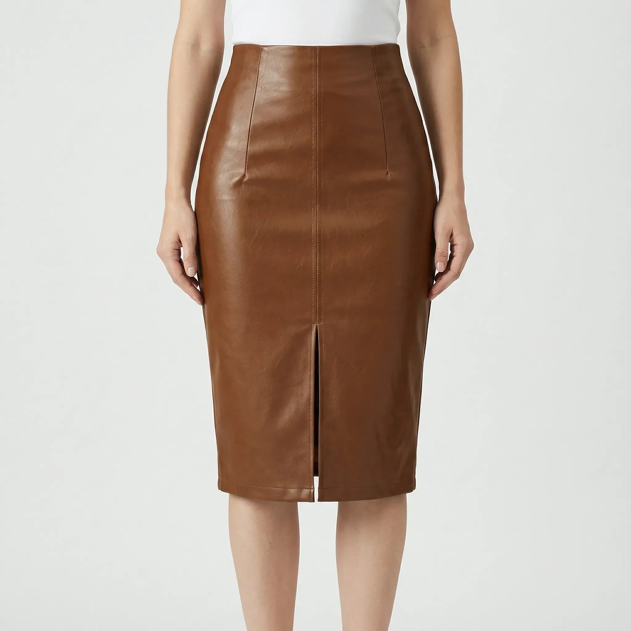 Women's High Waist Pencil Midi Skirt Front Slit