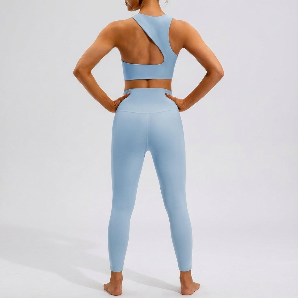 Women's High Waist Racerback Workout Set Leggings & Top