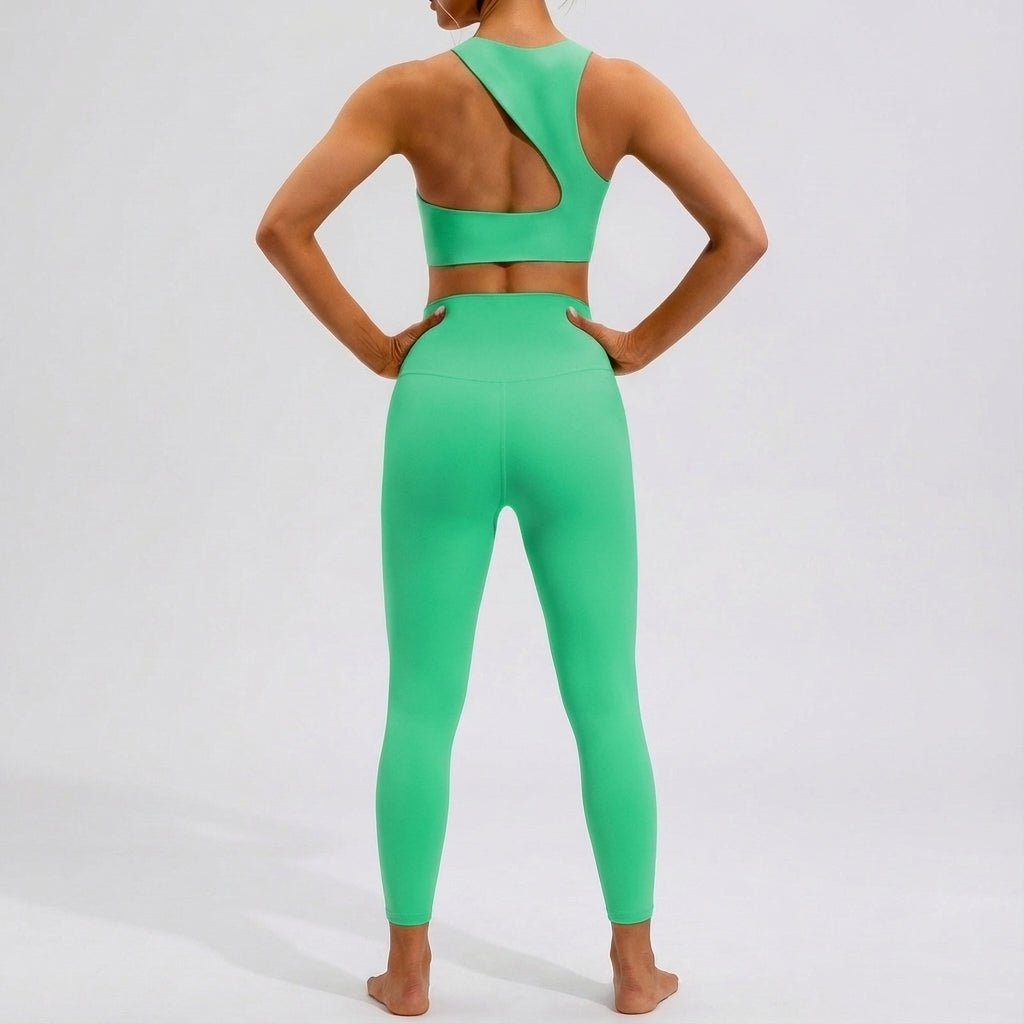Women's High Waist Racerback Workout Set Leggings & Top