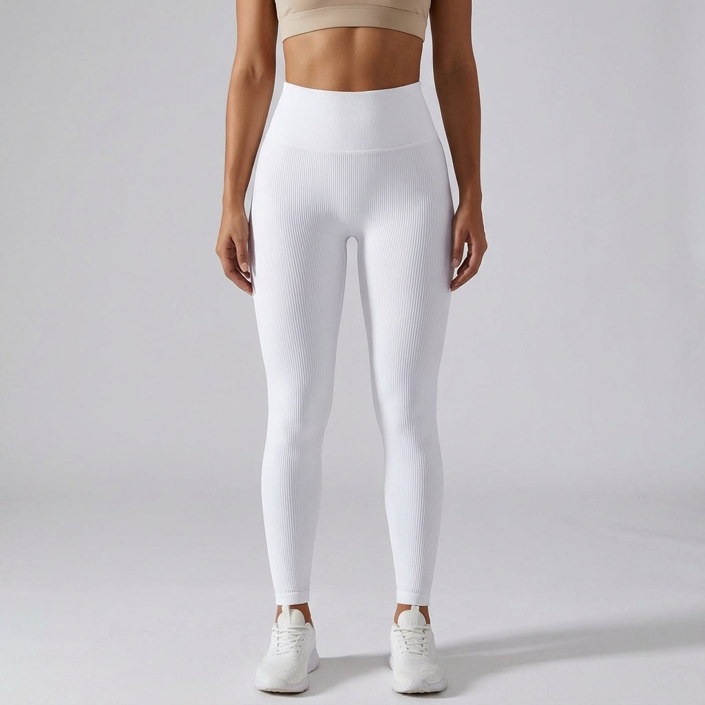Women's High Waist Ribbed Workout Leggings