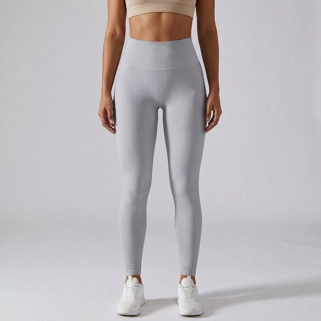 Women's High Waist Ribbed Workout Leggings