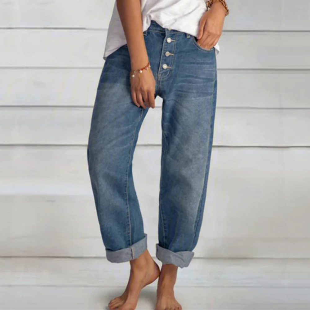 Women's High Waisted Baggy Straight Leg Jeans