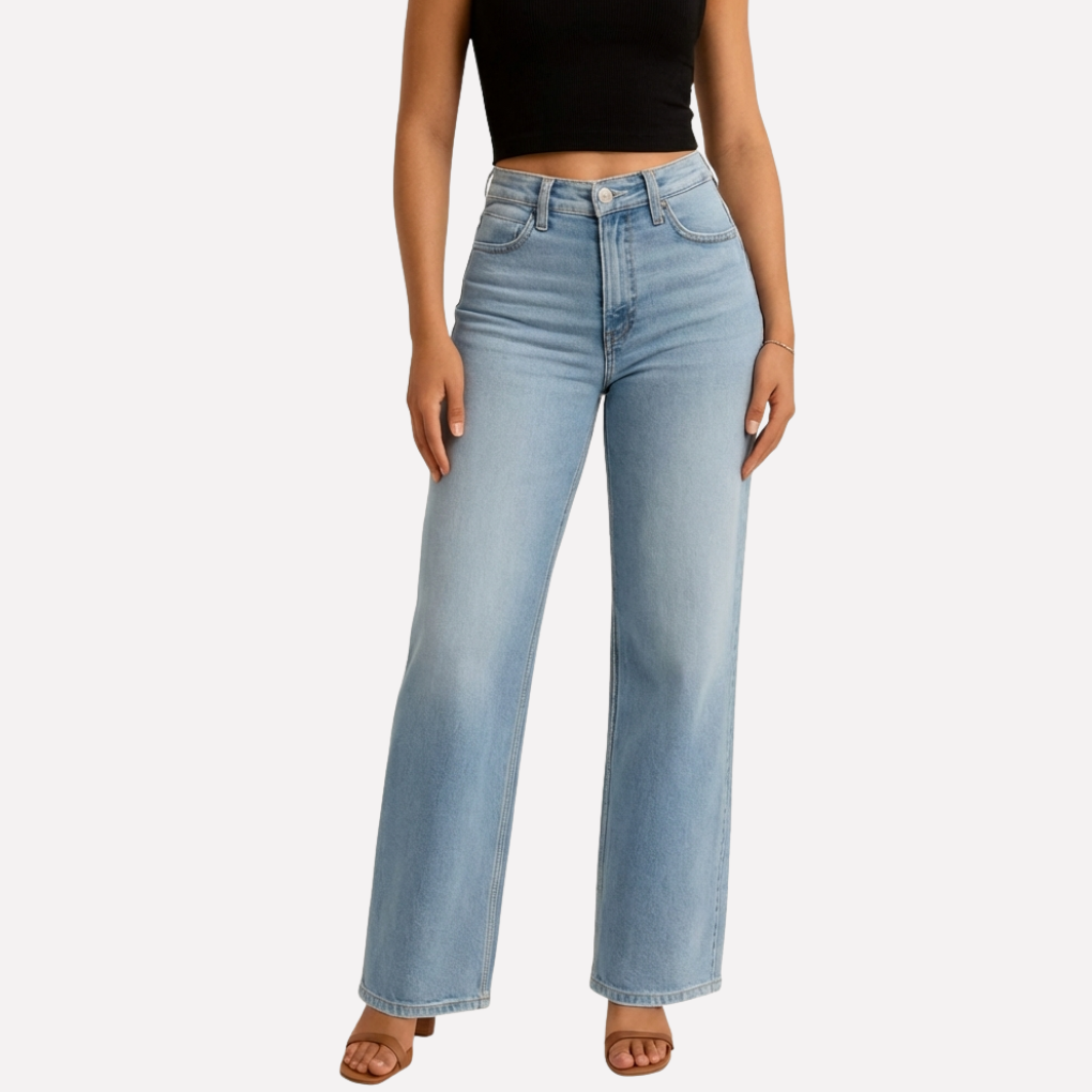 Women's High Waisted Flare Jeans Plus Size Dark Wash Bootcut Denim