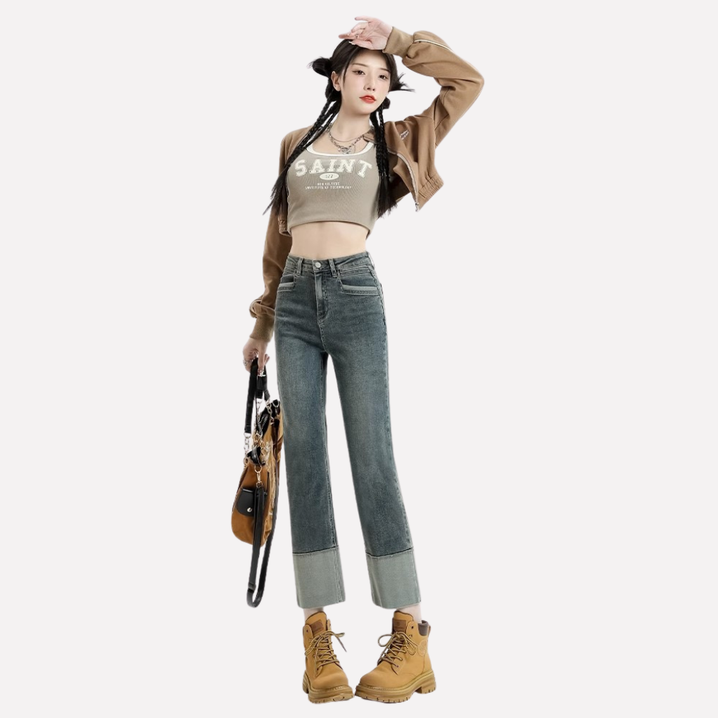 Women's High Waisted Flare Jeans Wide Leg Bell Bottom